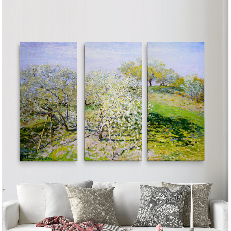 « fruit trees » par claude monet, reproduction d’image multi-pièces sur toile, H 40 po x l 60 po x P 1,5 po