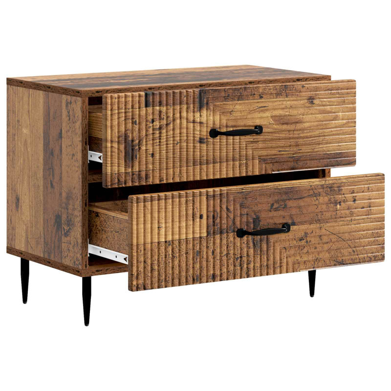 62cm W Manufactured Wood Bedside Table, Old Wood