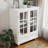 Modern Wooden Storage Sideboard Cupboard, Buffet Cabinet with Double Glass Doors and Drawer-209639432