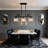 3-Light Dimmable Black Matte Crystal Pendant Light
