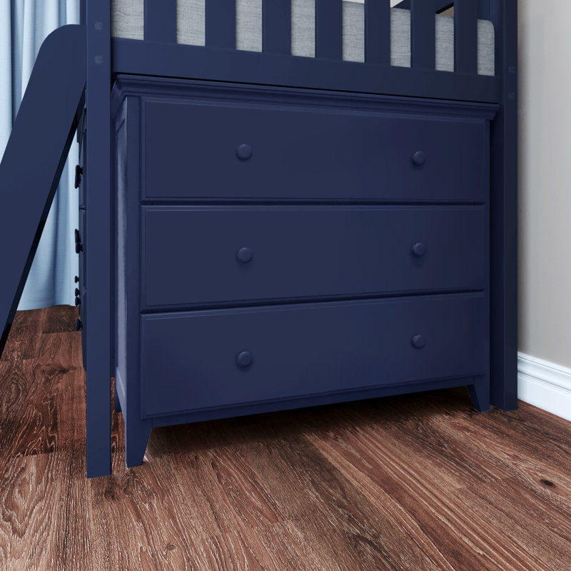 Kaiden Kids Twin Loft Bed with Drawers, Blue
