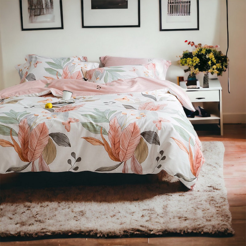 Duvet Cover Cotton Satin Floral Duvet Cover