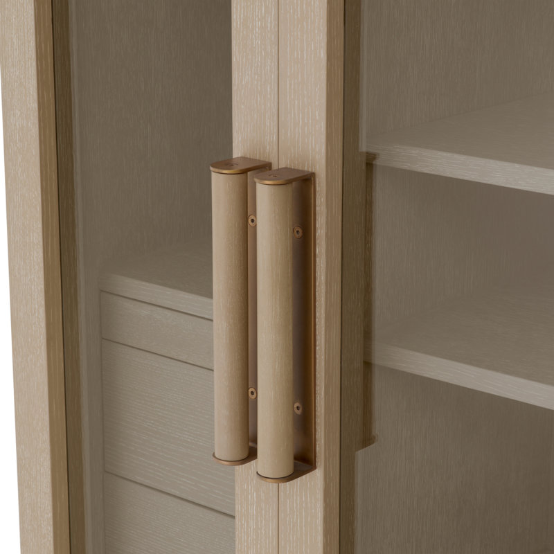 Connaught Solid Wood Bar Cabinet, Washed Oak/Brushed Brass