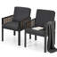 Chaises de salle à manger d'extérieur en aluminium 2 pièces avec coussins gris