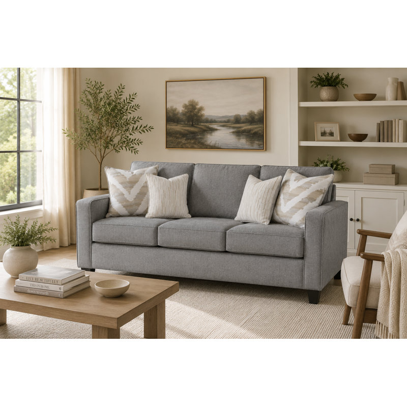 Kamdyn 89" Square Arm Sofa with Reversible Cushions, Gray