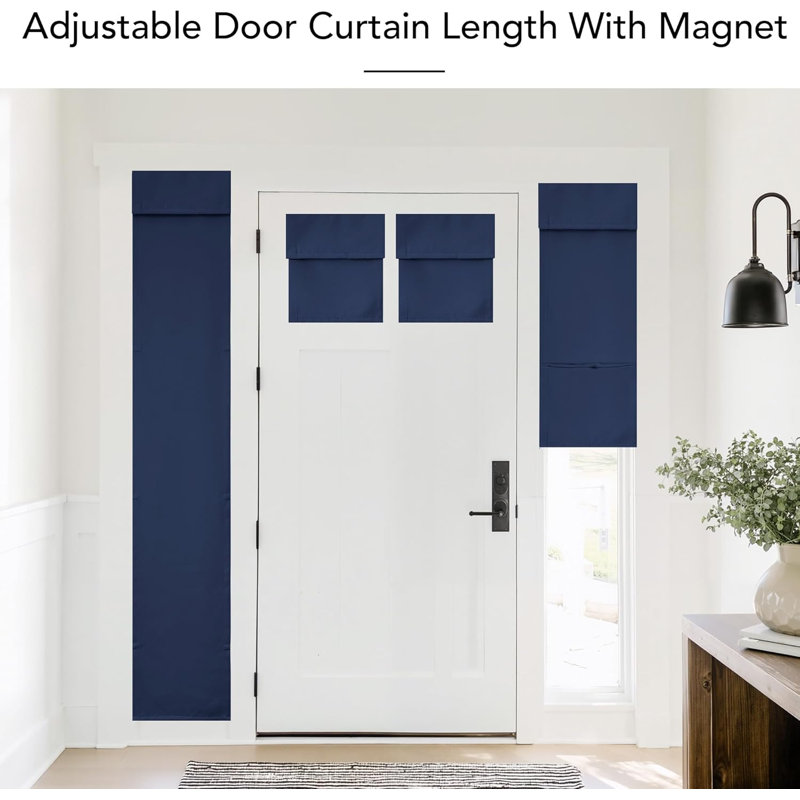 NICETOWN Sidelight Curtains for Front Door, Blackout Classroom Door Window Shade, Privacy Self Adhesive French Window Covering Thermal Insulate Blinds, 1 Panel