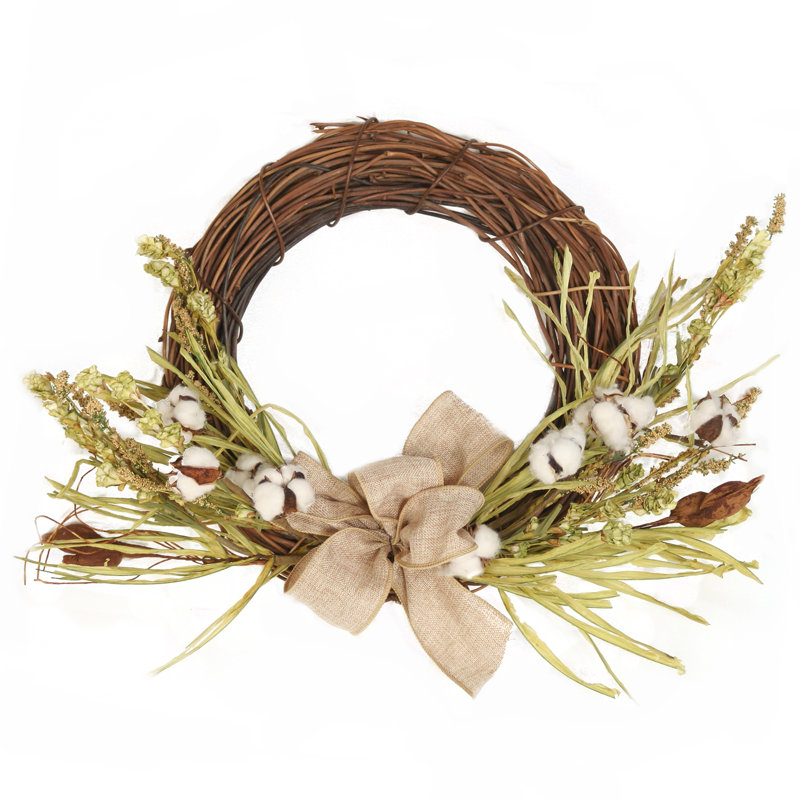 Couronne de coton 25 po avec ruban en toile de jute