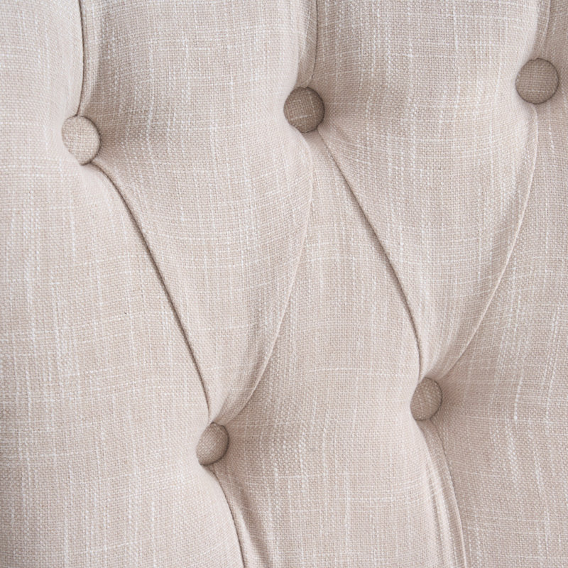 Chaise de salle à manger rembourrée avec bouton - dossier capitonné et pieds en bois (ensemble de 4), Beige clair, 4