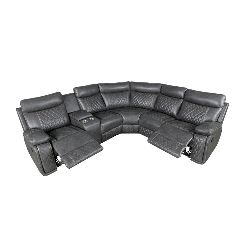Chemilly 98.03 " Faux Leather Sofa, Gray Faux Leather