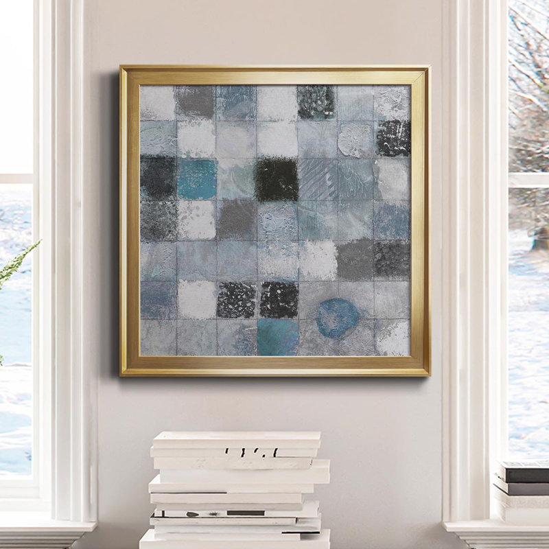 «Blue Mosaic I», reproduction d'art graphique sur toile, Or, H 26,5 po x l 26,5 po x P 1,5 po