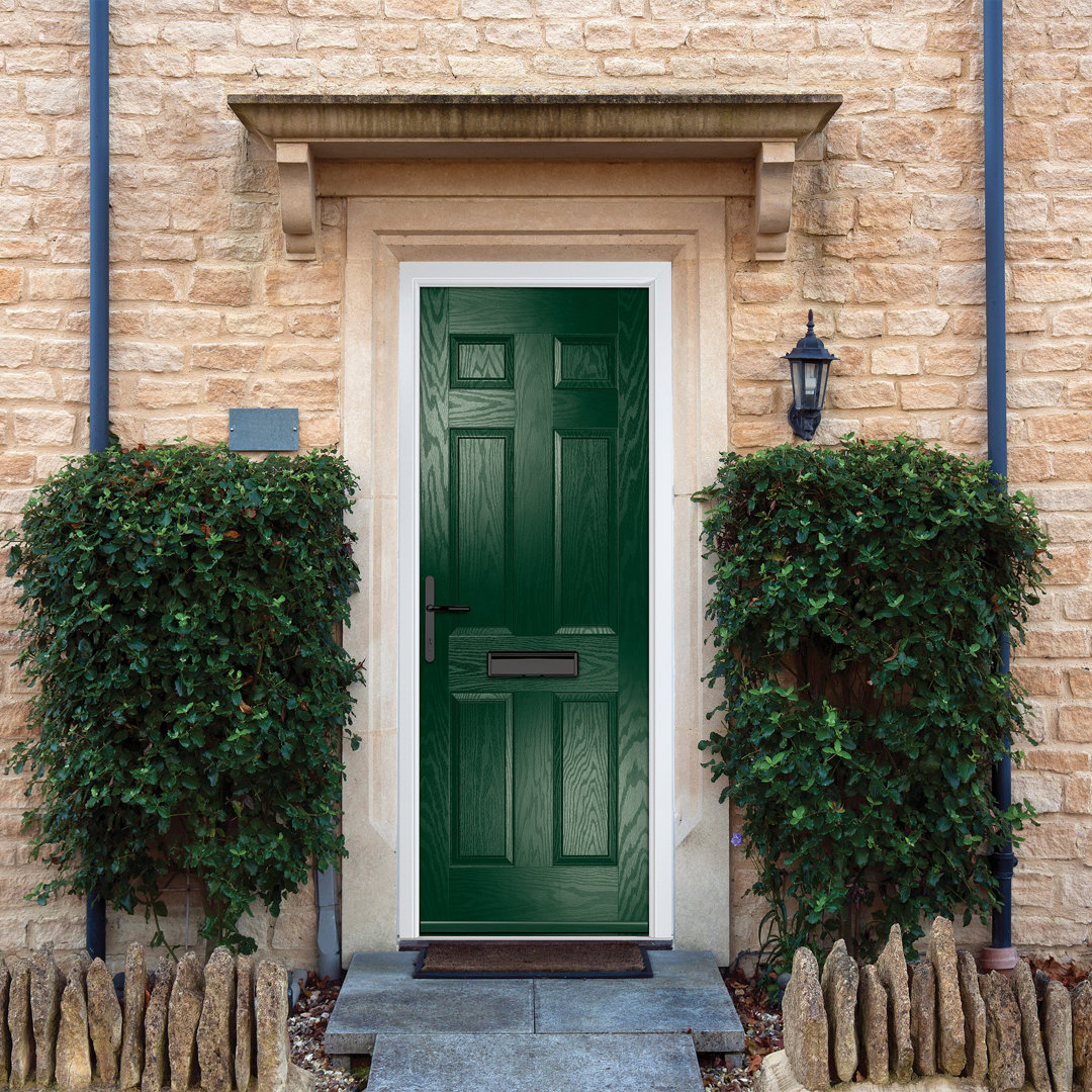 Crystal GRP Front door Muirfield solid Agate Grey 890mm x 2090mm Open in Left hand None Glass