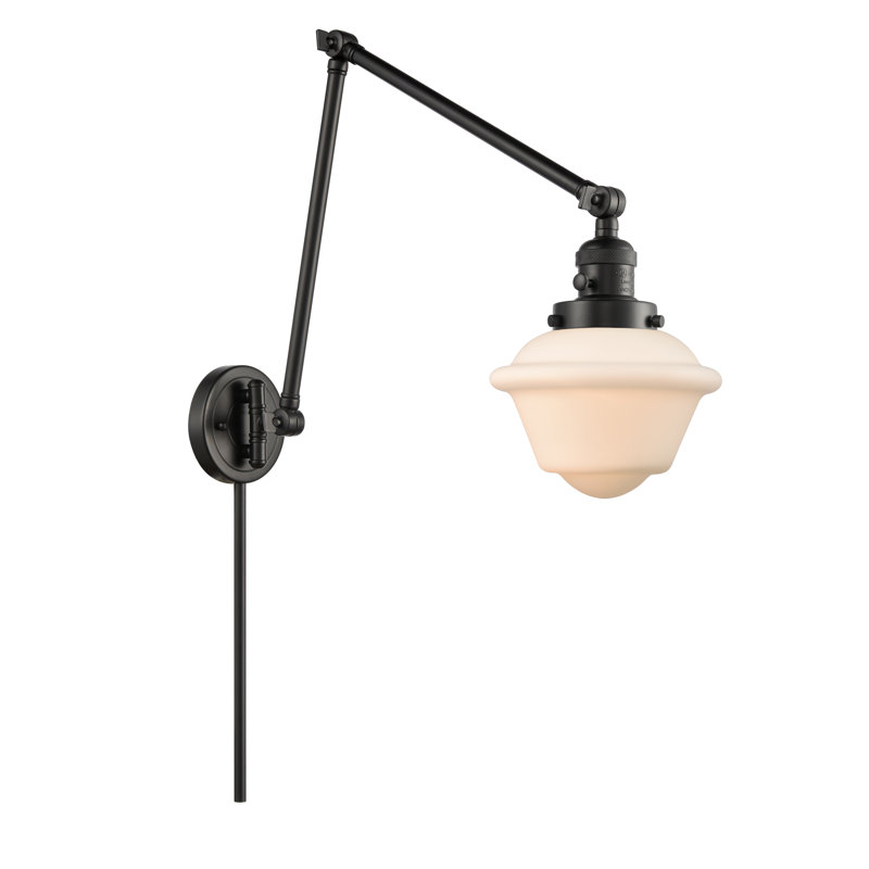Plug-in Swing Arm Sconce, 60 Watt Vintage Incandescent Bulb, Matte White, Matte Black