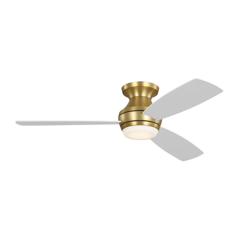 Rivers Ceiling Fan with LED Lights, 52", Burnished Brass with Matte White Blade