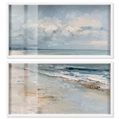 Ensemble de 2 impressions sous cadre Frosted Waves II par Art Remedy, cadre blanc, 48 x 24 pouces.