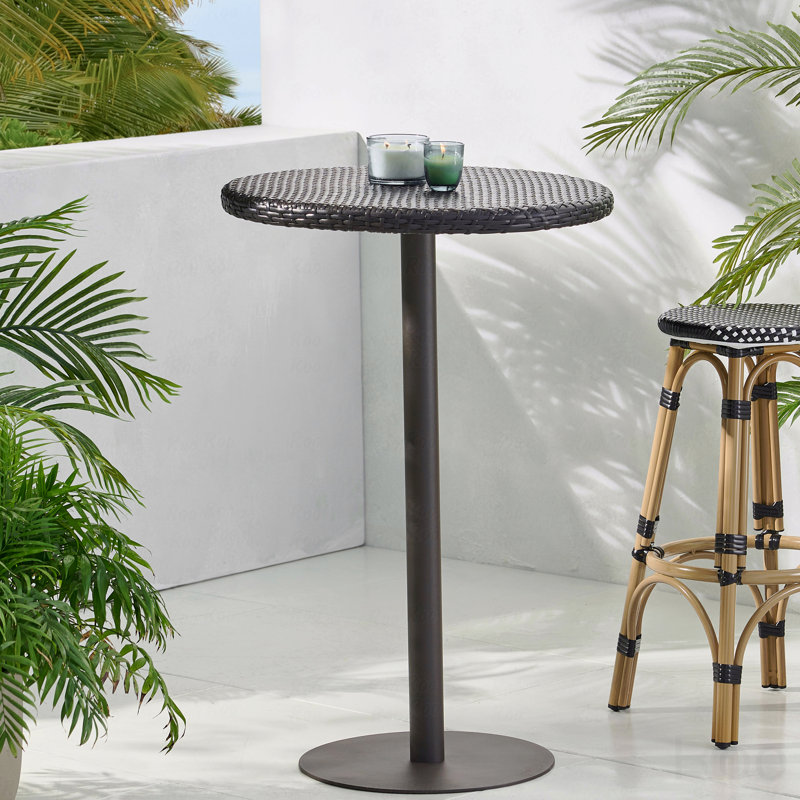 Outdoor 26" Round PE Rattan Patio Bar Table
