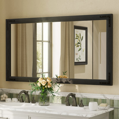 Amara Rustic Farmhouse Solid Wood Framed Tempered Glass Wall Mirror with 5-Year Warranty