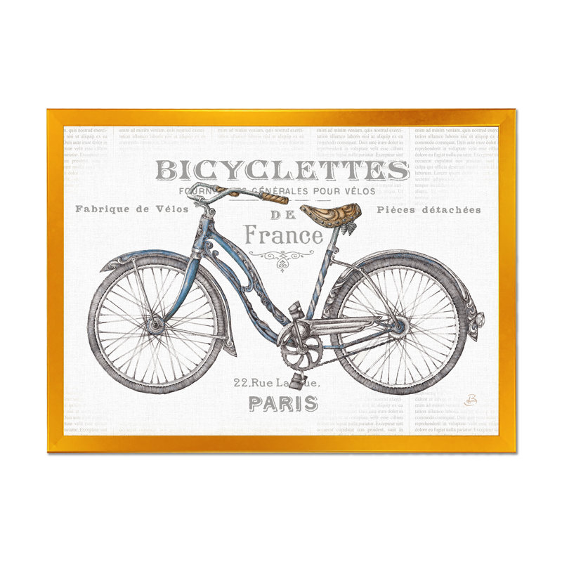 « paris france bicyclettes »-cadre photo sur toile, H 36 po x l 46 po x P 1,5 po, Cadre doré