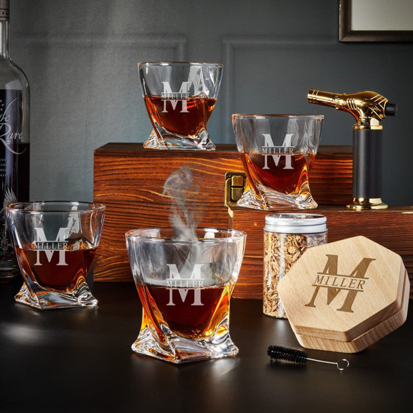 Home Wet Bar Black Diamond Personalized Bourbon Smoker Gift Set - 9Pc ...
