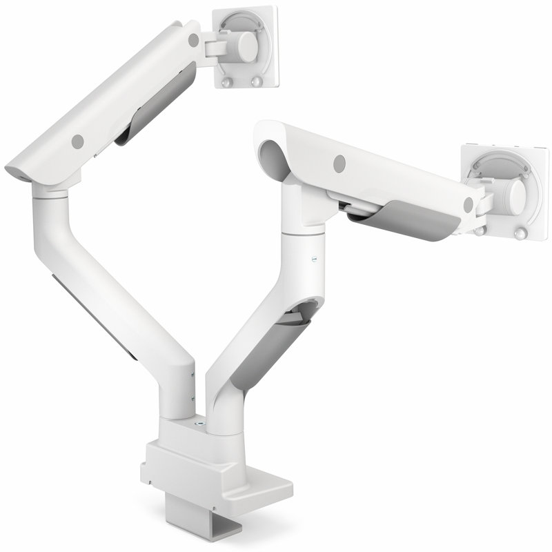 Support pour écran double VIVO PRO à bras pneumatique, écrans 24 à 38 po, 59,4 lb, Blanc