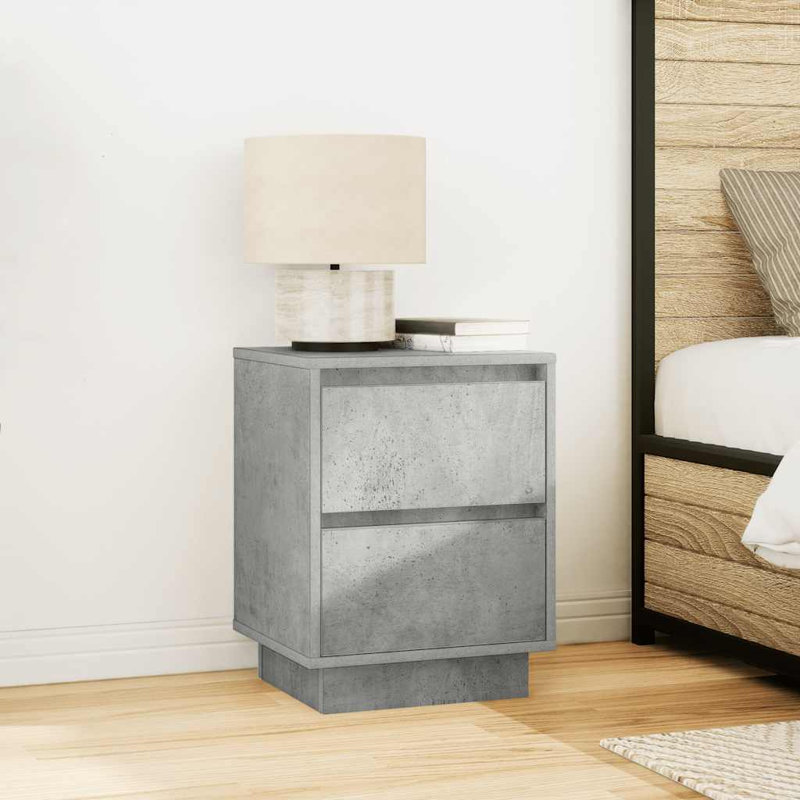 Darlisha 38cm W Manufactured Wood Bedside Table, 2, Concrete Grey