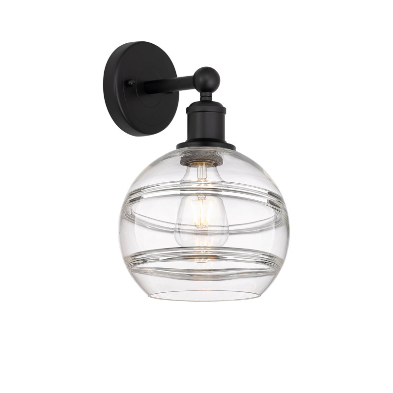 Applique murale 8 lumières Edison Bienes, Transparent, Noir mat, H 12,13 po x l 8 po x P 8,5 po