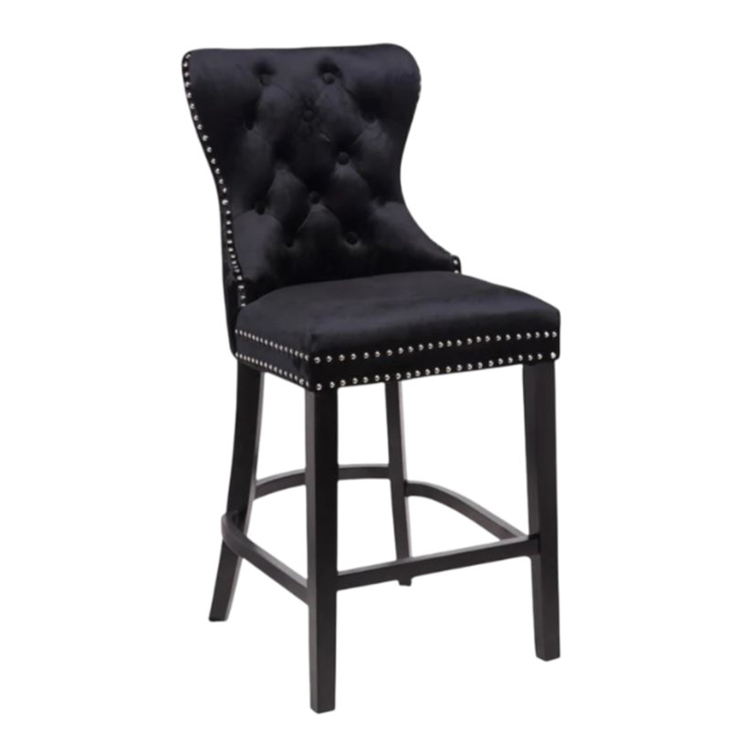 Grand tabouret en velours, Noir