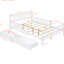 Lit double en bois blanc avec garde-corps et solutions de rangement intelligentes, plateforme classique à deux tiroirs pour une chambre à coucher élégante-726477924-726477915