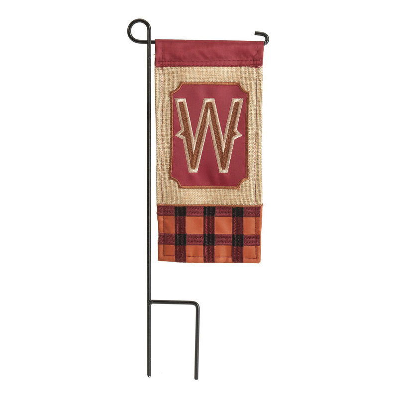 Mini drapeau monogramme de toile de jute d'automne 4 x 8,5, W