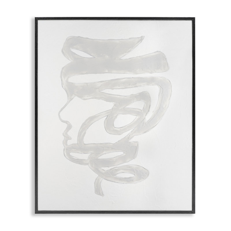Portrait en spirale monochrome, estampe numérique, design par Vanna Lam, H 14 po x l 11 po, Giclée encadrée noir minuit