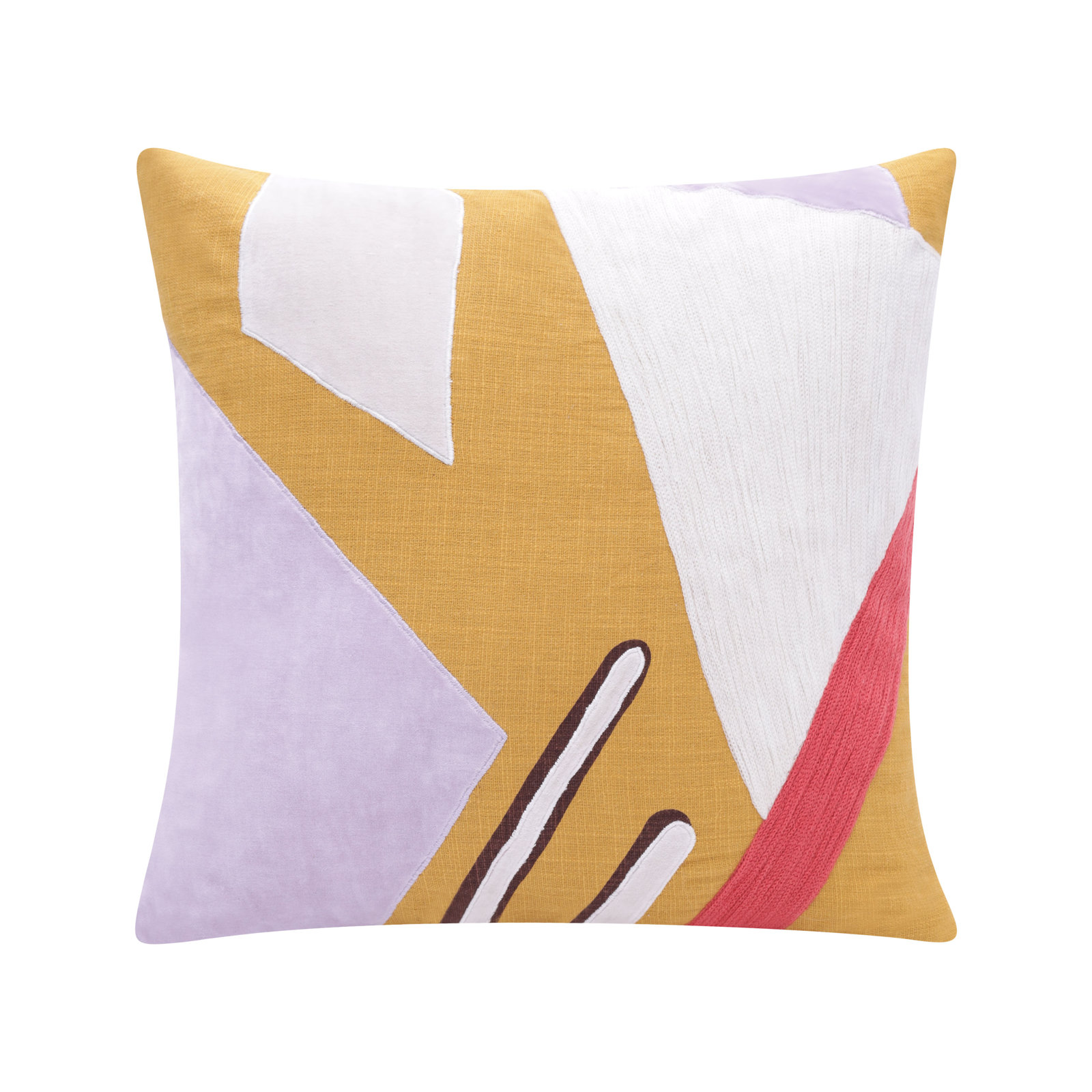 Astri Handmade Cotton Pillow Cover, Square 18", Yellow/Multicolor, Down