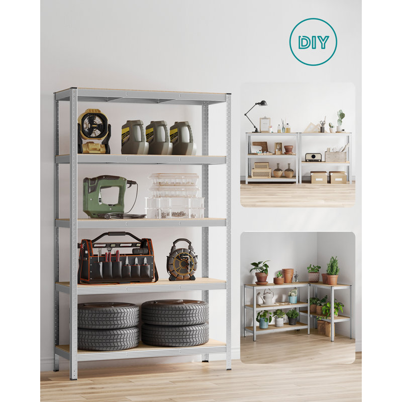 Kris Metal Height -Adjustable Shelving Unit, 200cm H x 60cm W x 120cm D, Silver