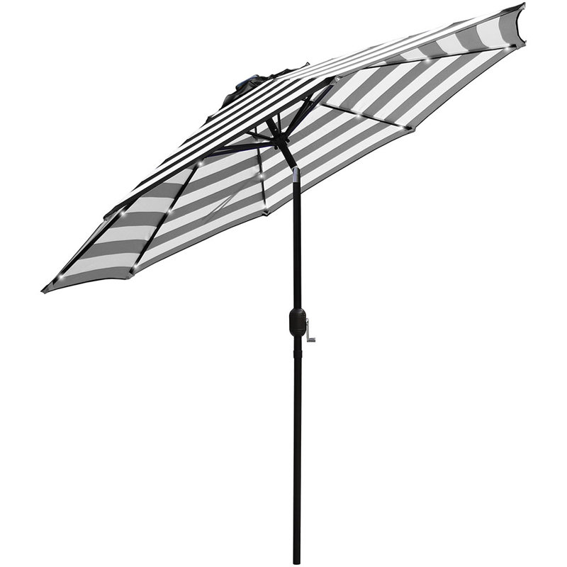 Parasol de marché de 9 pi à DEL avec éclairage solaire pour terrasse