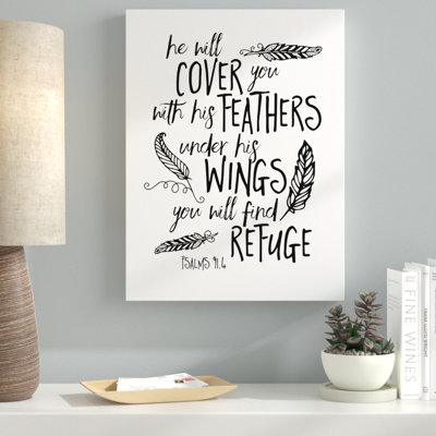 «Cover You With Feathers», art textuel sur toile tendue