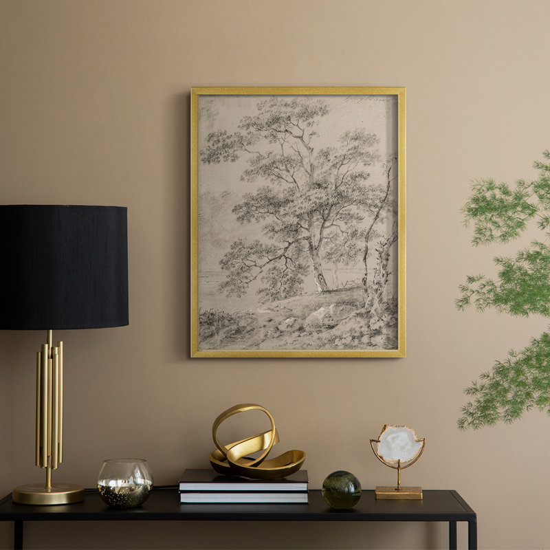 Reproduction encadrée rétro en bois massif Lxxxvii, H 30 po x l 24 po, Doré