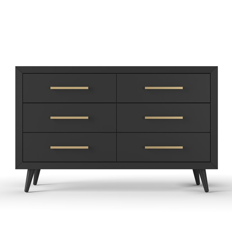 Commode double 6 tiroirs Cranbrook, Noir ébène