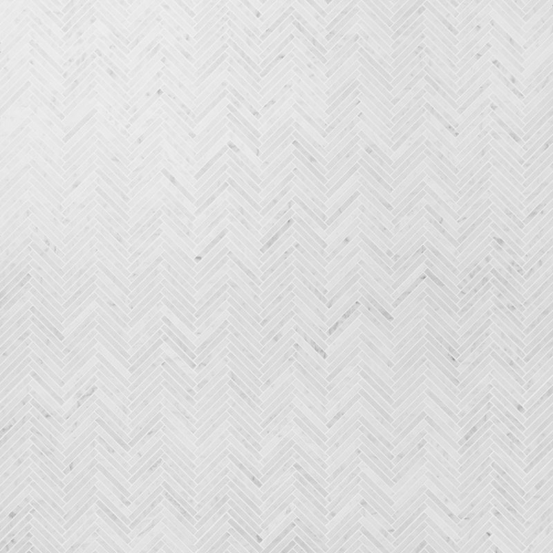 Carrara 1x6 Stacked Honed Marble Mosaic Floor and Wall Tile, 0.47" W x 3.85" L, Honed, Herringbone / Chevron
