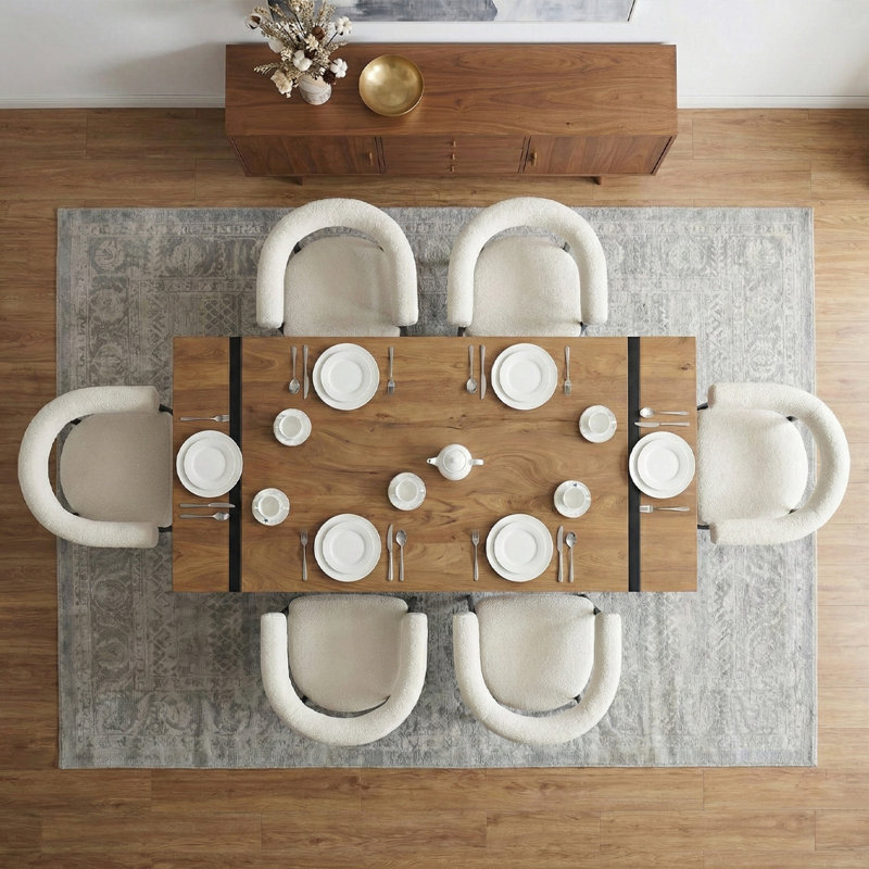 7-Piece Industrial Rectangular Dining Set For 6