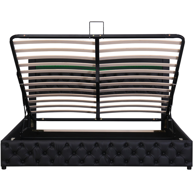 Boyertown Upholstered Ottoman Storage Bed, Black, European Double (140 x 200cm)
