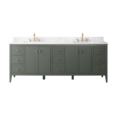 Laval 84" Double Sink Freestanding Bathroom Vanity with Engineered Marble Top