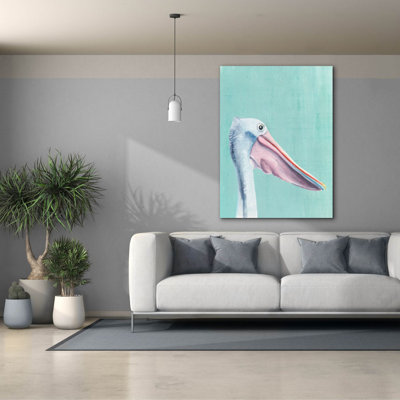 Toile épique «Exotic Bird On Blue 3» par Annie Warren, art épique graffiti, 40 po x 54 po