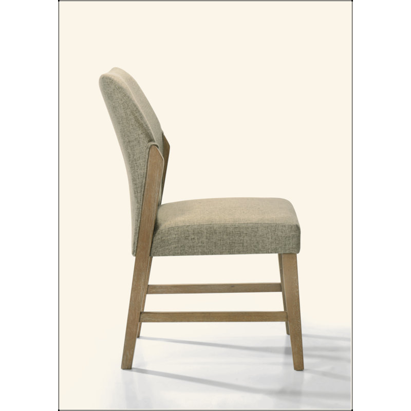 Ensemble de 2 chaises de salle à manger en lin beige avec pieds en chêne rustique
