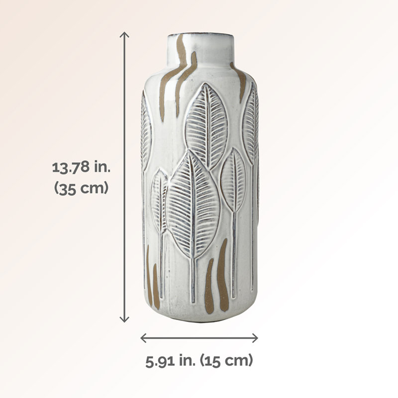Mikasa Embossed Leaves Ceramic Table Vase