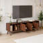 Meuble télé avec motif en treillis, console multimédia, portes à pousser