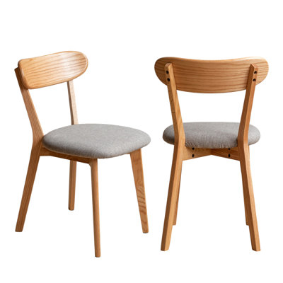 Hoopes Mid Century Modern Solid Oak Dining Chairs, Upholstered Dining Chairs