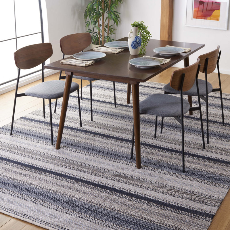 Jeanella Flat Weave Cotton Striped Rug, Rectangle 8' x 10'