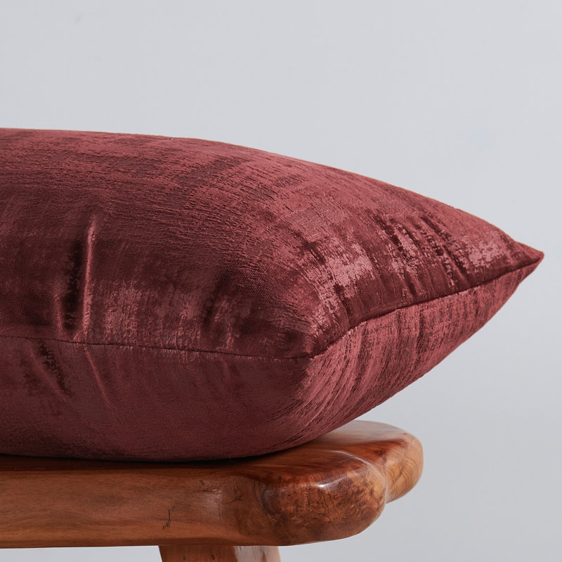 Housse de coussin rectangulaire en velours texturé, Rouge vin