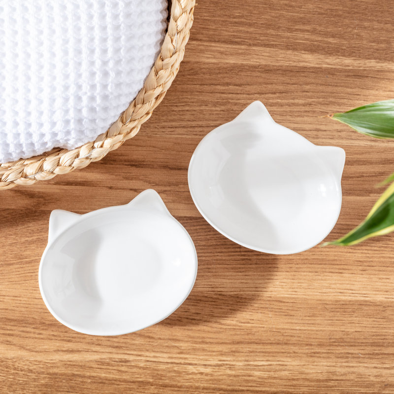 Assiette plate Milo Cat, ensemble de quatre, Blanc