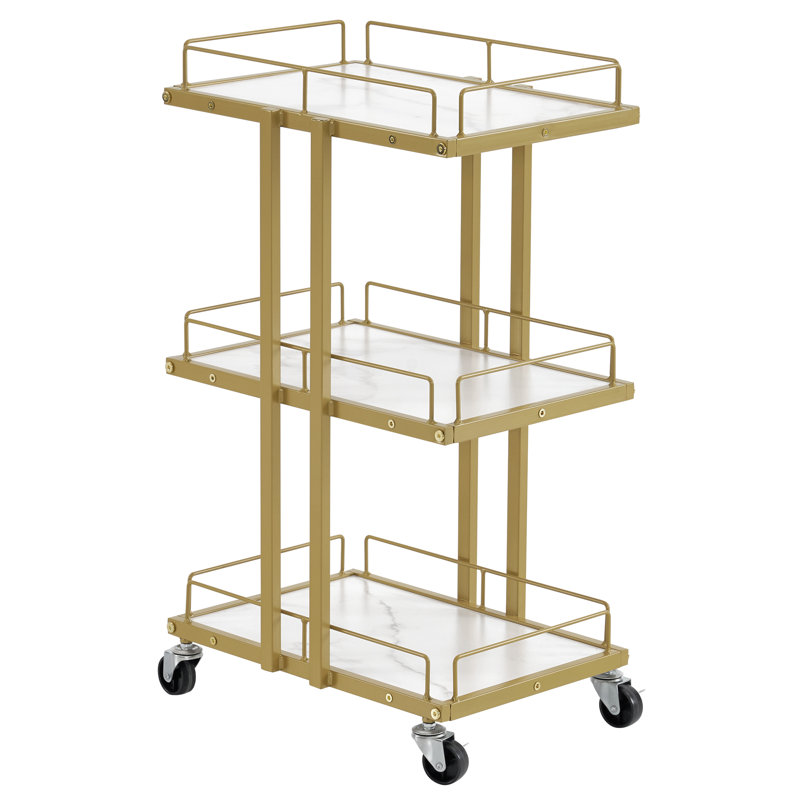 Khalis Salon Metal Multi-Purpose Utility Trolley Cart, Rolling Cart with Wheels