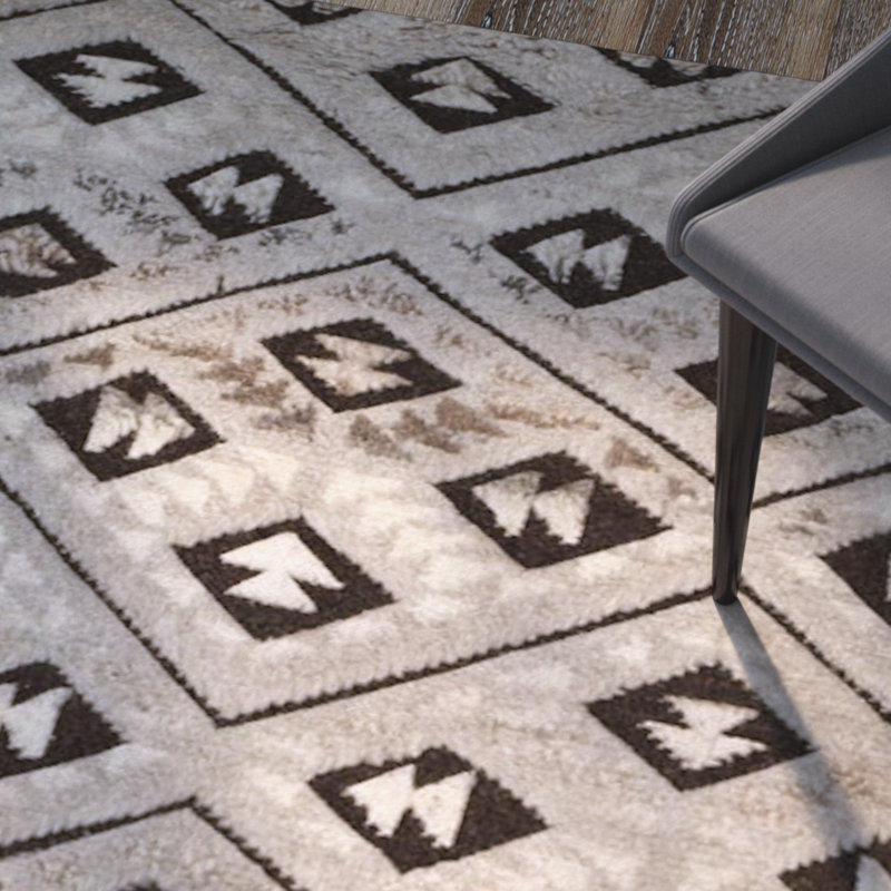 Tapis gris en laine noué à la main, Rectangle 8 pi x 10 pi