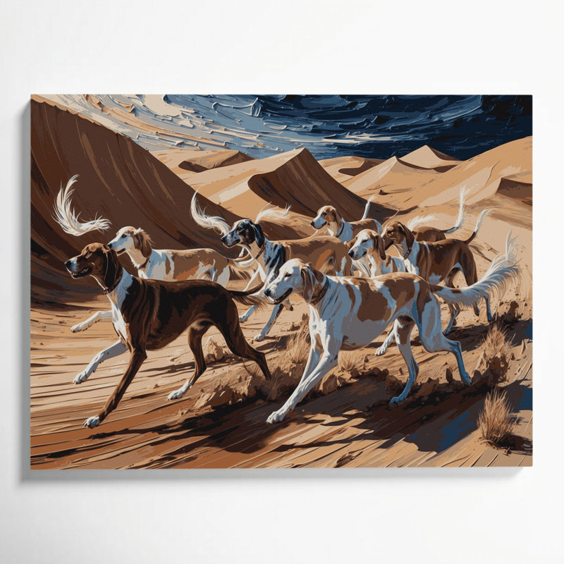 Chiens, art mural brun sur toile, H 11 po x l 14 po